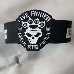 NWOT 5FDP Five Finger Death Punch Silicone Bracelet Wristband Skull Knuckles GY6
